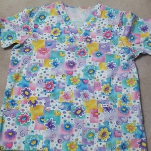 XL flower scrub top